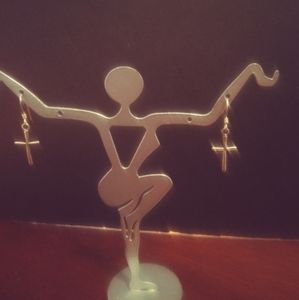 Sterling Silver 925 cross earrings(098)